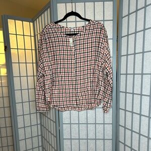 NWT Madewell Orange and Black Checkered Button Down Shirt